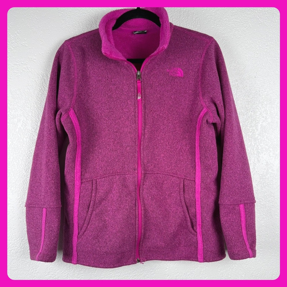The North Face Girls Kids Pink Fleece Zip Up Jacket Size XL‎ See Description